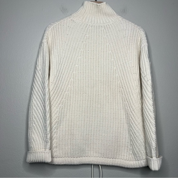 J. Crew Women Sweater XS Merino Wool Chunky Knit Oversized Turtleneck Pocket - Picture 5 of 10